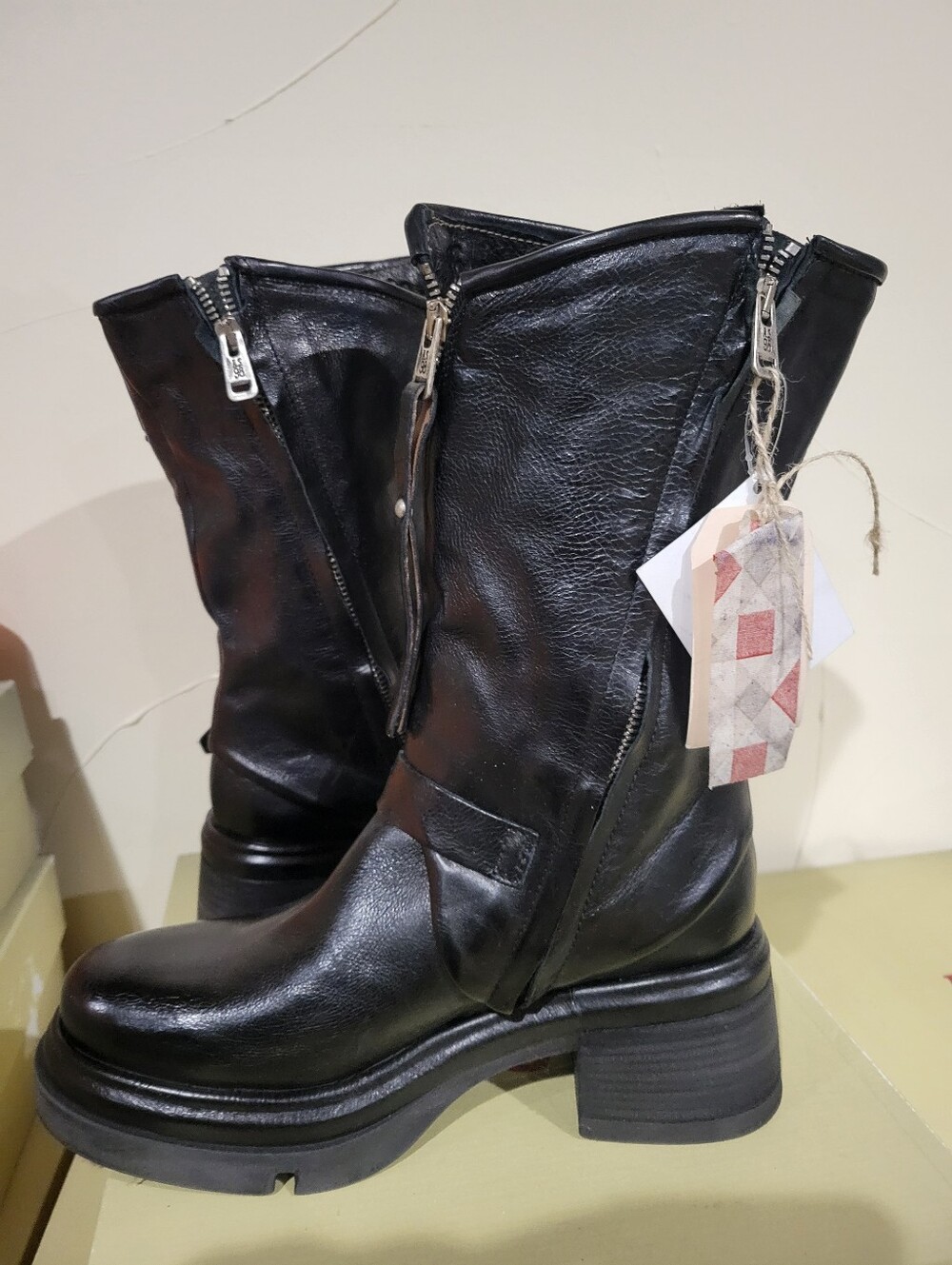 NWT A.S.98 EMORY Black Leather Mid-Calf Buckle Boots - Women 8.5 9 - Picture 7 of 8
